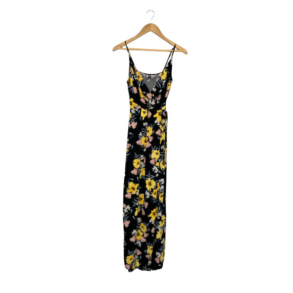 H & M Divided Floral Faux Wrap Maxi Dress Spaghetti Strap Black 2 - Picture 1 of 8